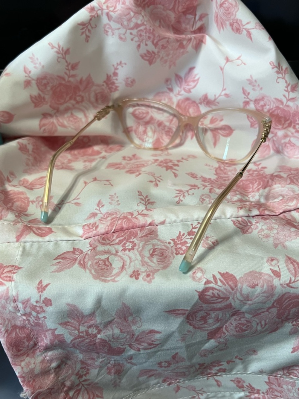 Tiffany & Co. Light Pink Cat-Eye Optical Glasses with Tiffany Blue Case - Picture 2 of 4